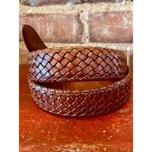 New vintage Nocona brown leather woven belt with snap on buckle size 36